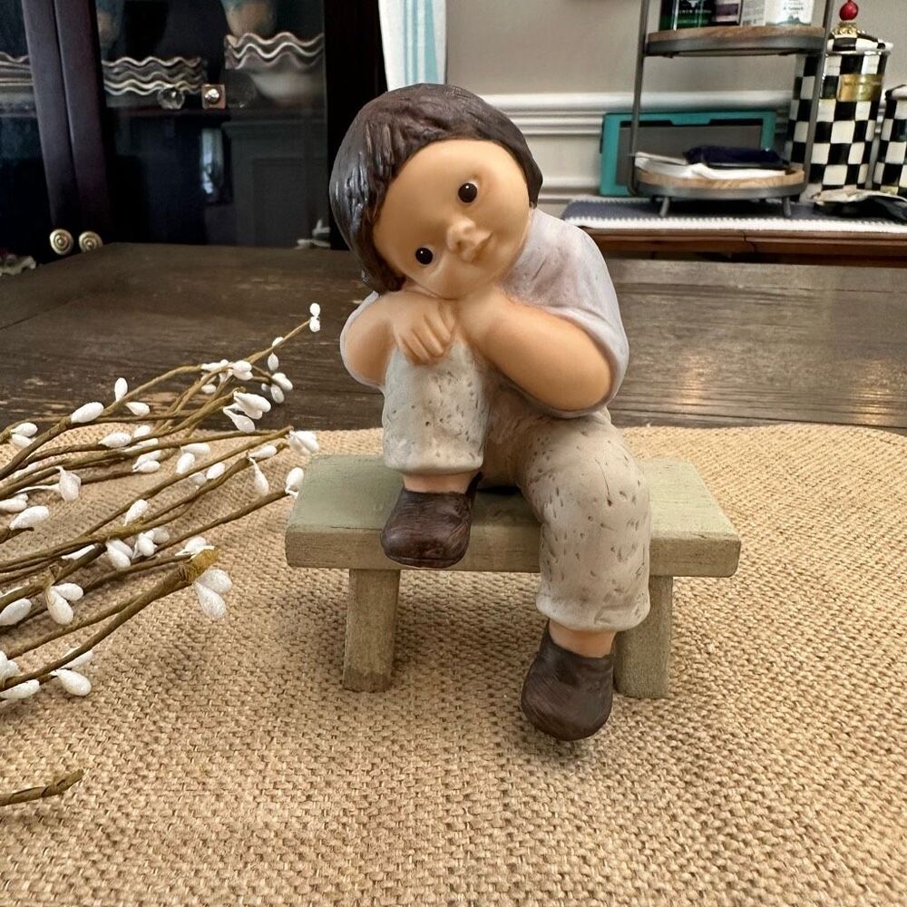 Goebel Limpke Figure x Nina Marco Child Sitting on a Bench Vintage